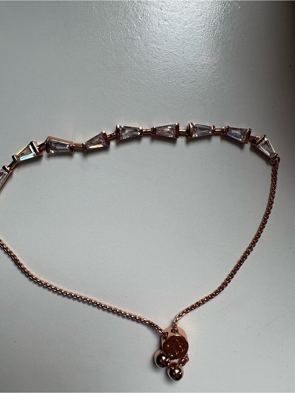 Rose Gold Bracelet with Clear Trapezoid Cubic Zirconia - Picture 3 of 3